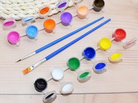 Pack 12 potecitos chicos pintura con 2 pinceles